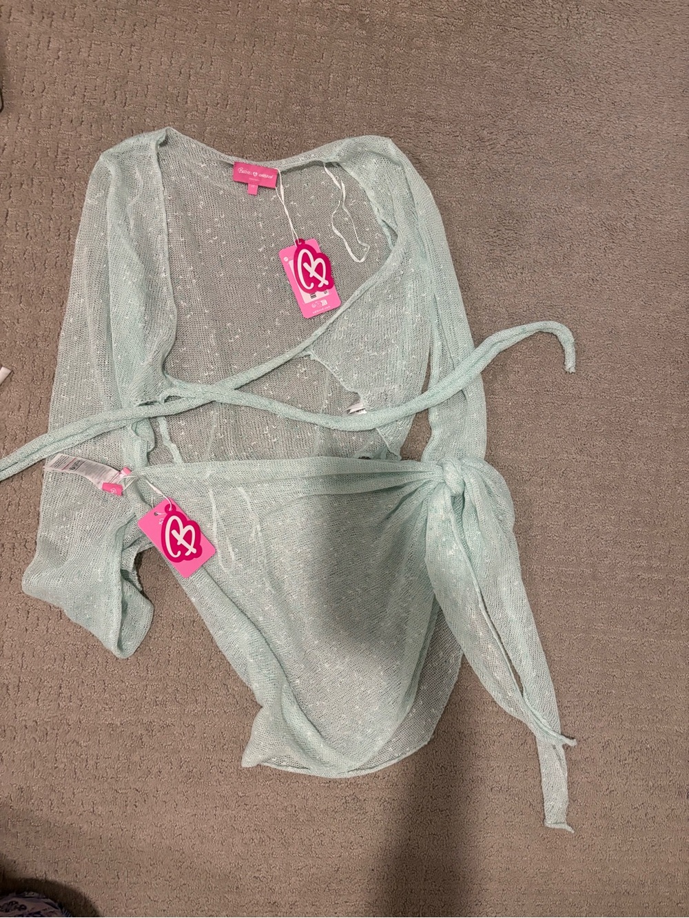 Sheer Mint Tie-Front Cover-Up ediketed Barbie
